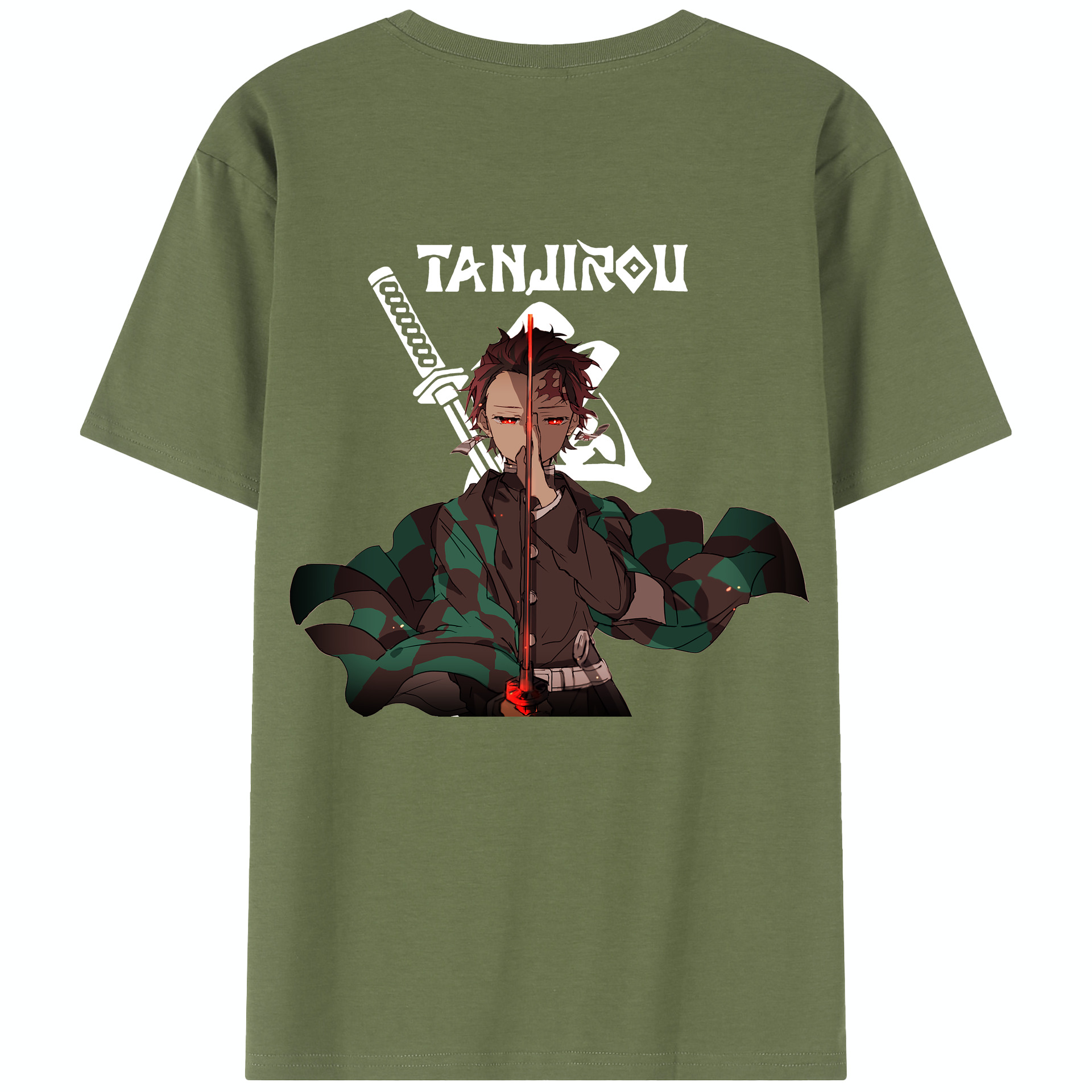 （画像用） 鬼滅の刃 竈門 炭治郎／かまど たんじろう Kamado Tanjirou 綿100％半袖Tシャツ（背面プリント）